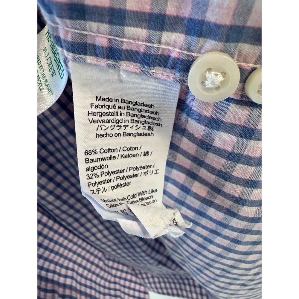 J.Crew Performance Slim Untucked Shirt XL Mens Blue Pink Gingham Check Button Up - Picture 6 of 9